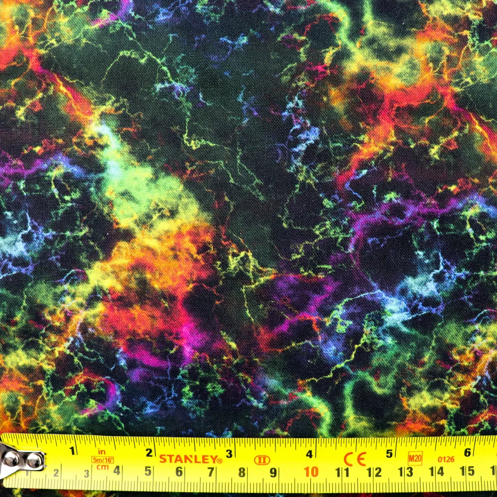 FS1017 Rainbow Storm Cotton Fabric Black