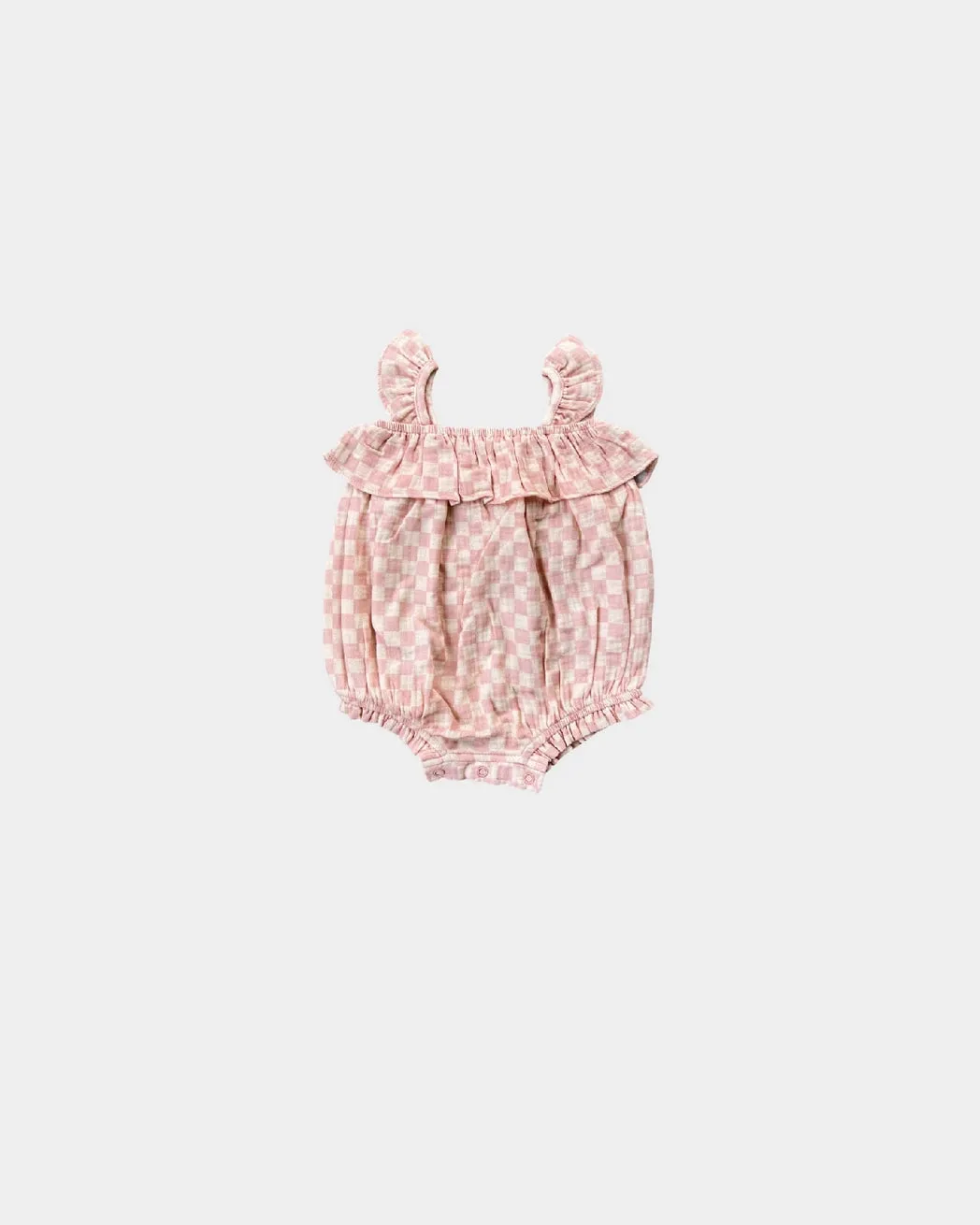 Gauze Bubble Romper - Pink Lemonade Checkered