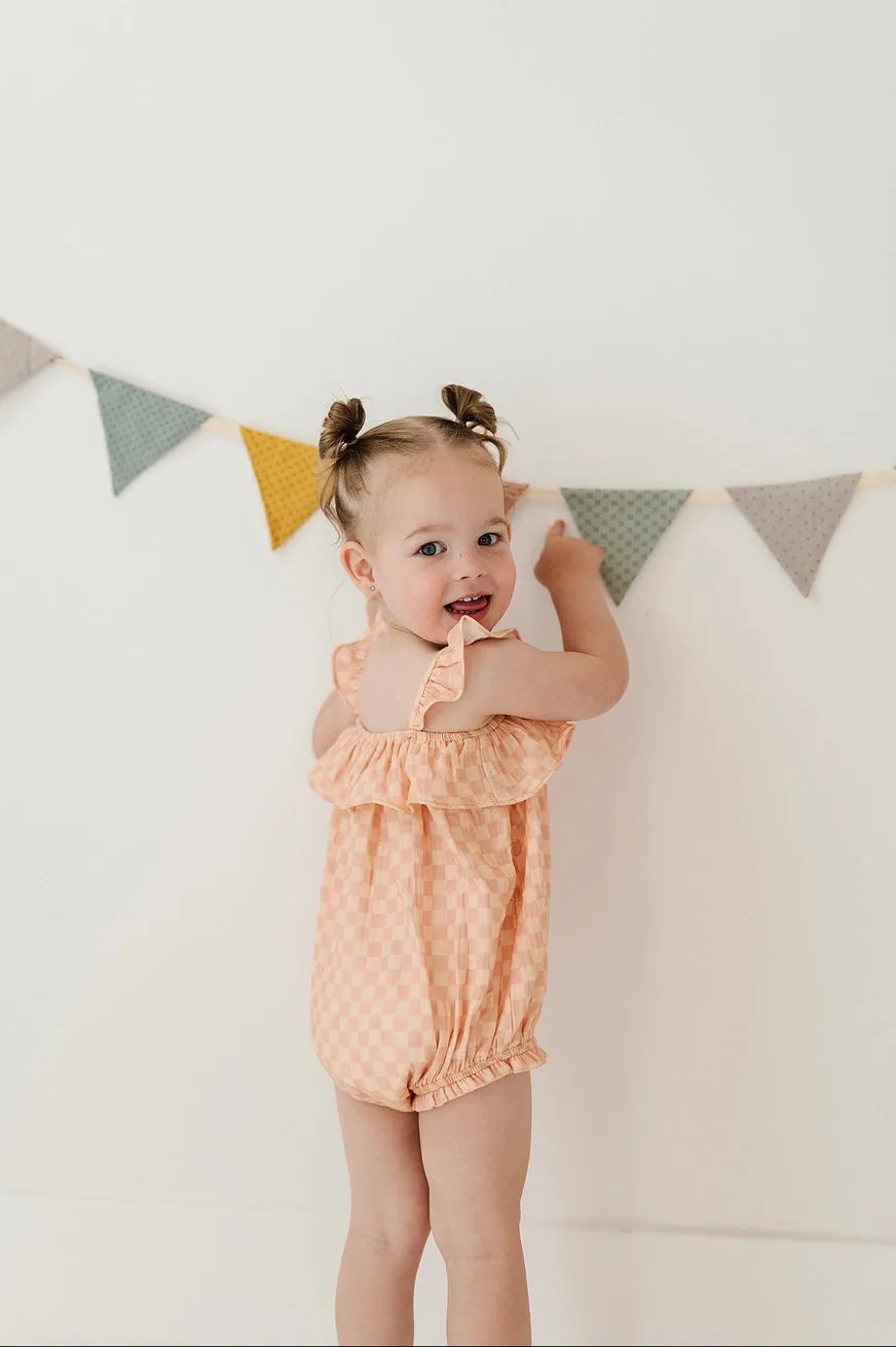 Gauze Bubble Romper - Pink Lemonade Checkered