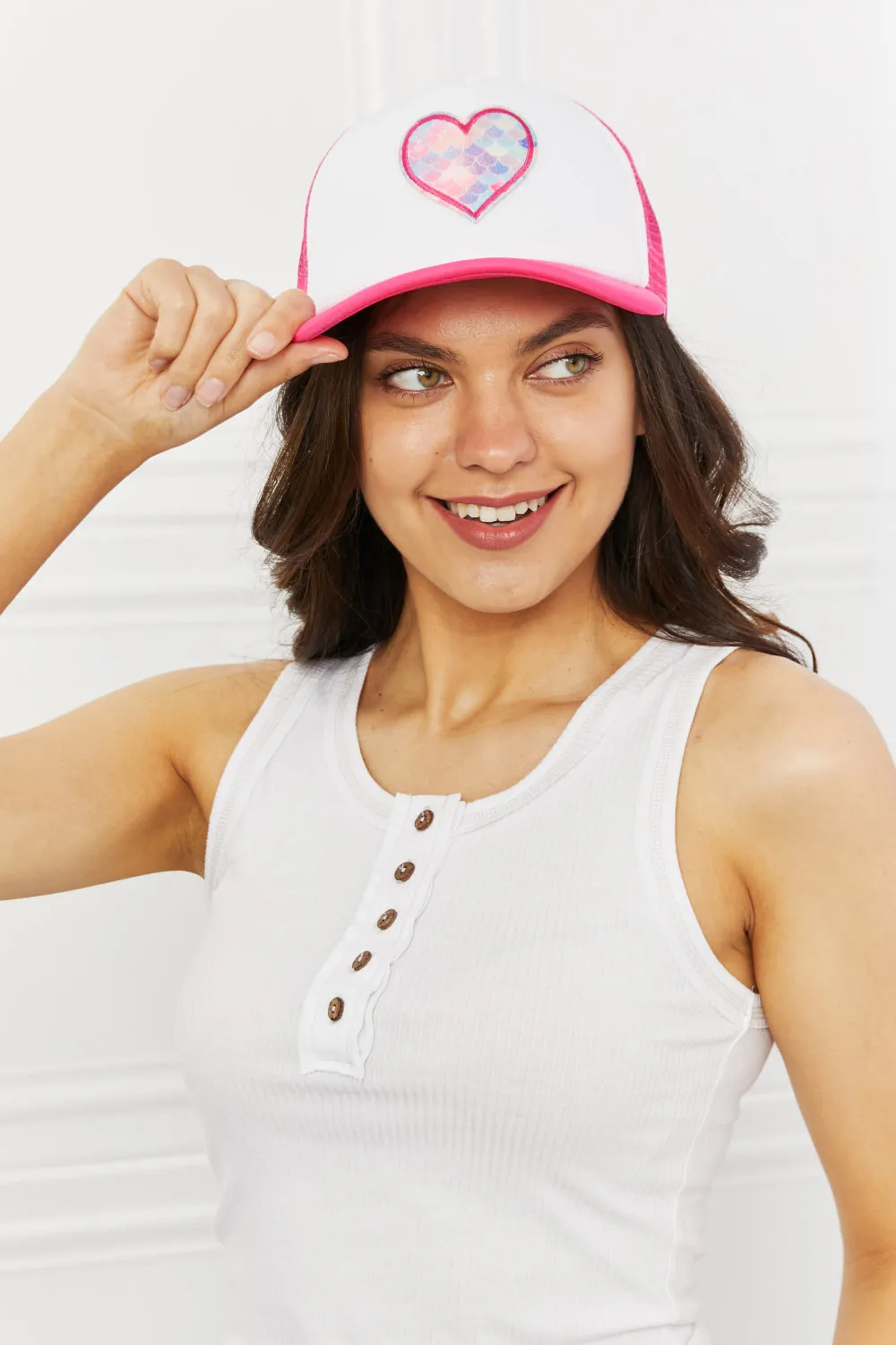 Heart Trucker Hat in Pink