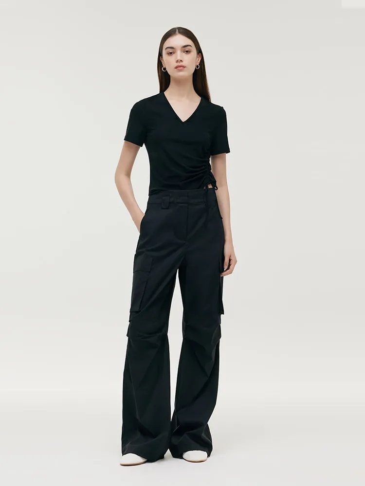 High-Waisted Ruched Women Cargo Pants