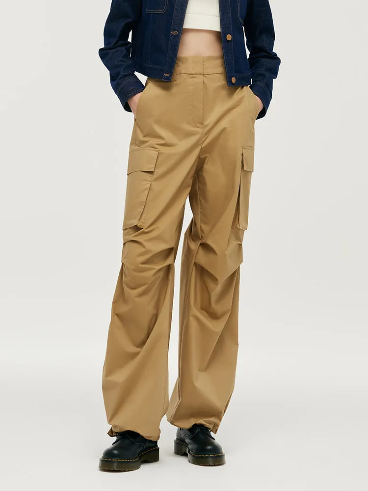 High-Waisted Ruched Women Cargo Pants