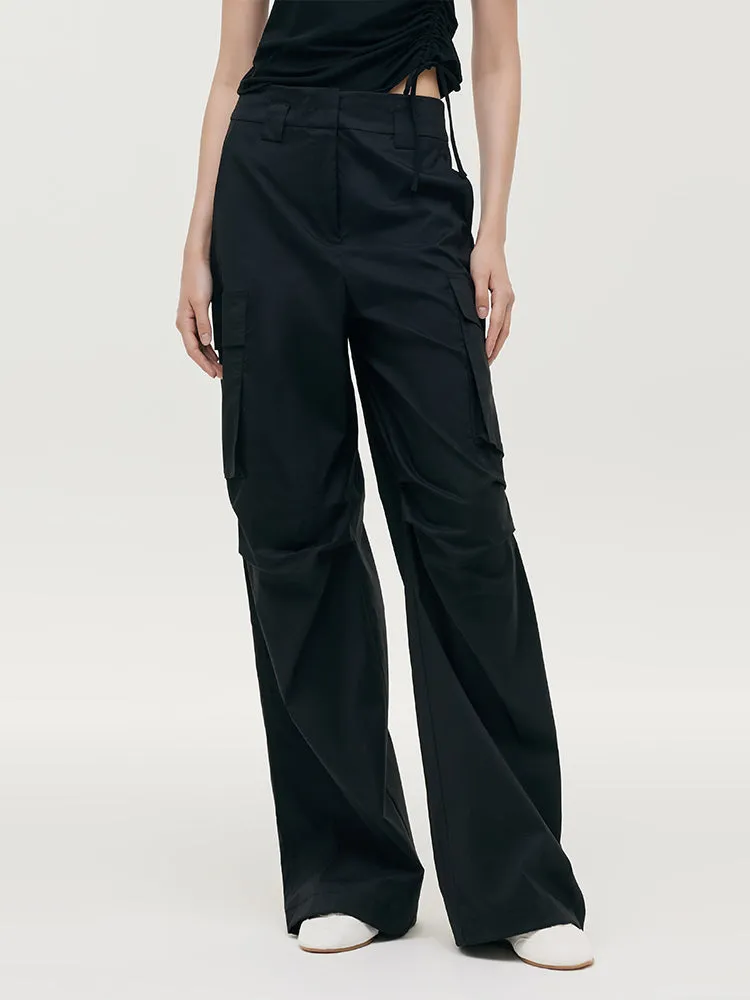 High-Waisted Ruched Women Cargo Pants