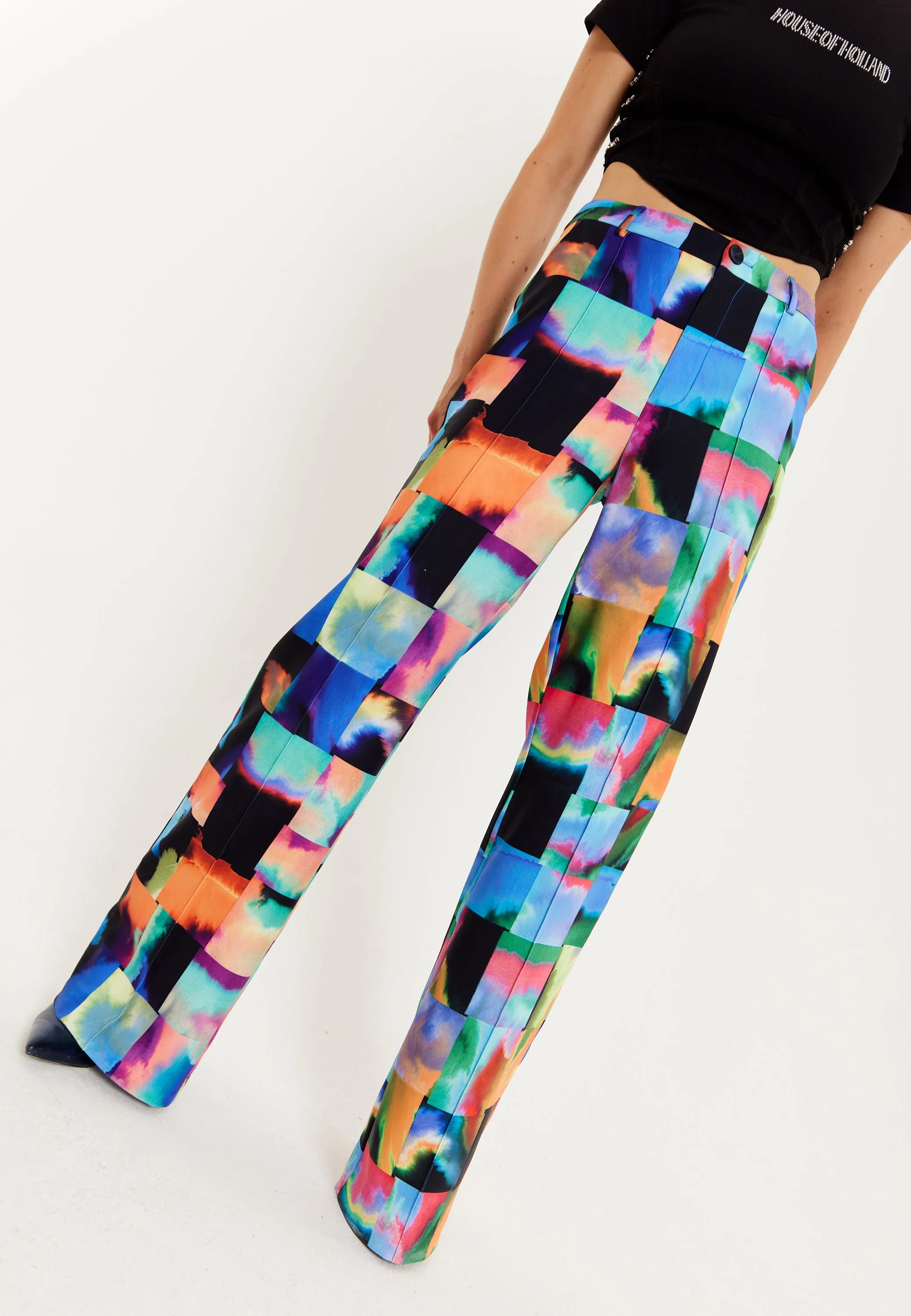 House of Holland Abstract Patchwork Print Trousers