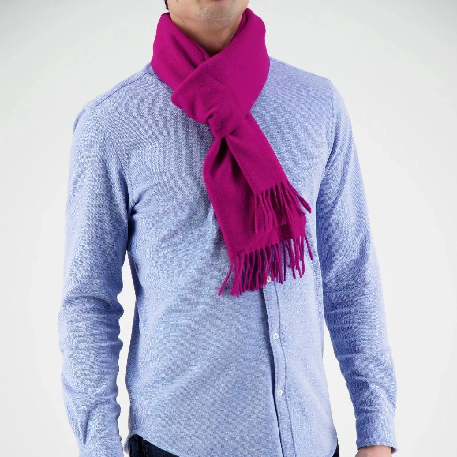 Joshua Ellis Fuchsia Classic Tassel Hem Scarf