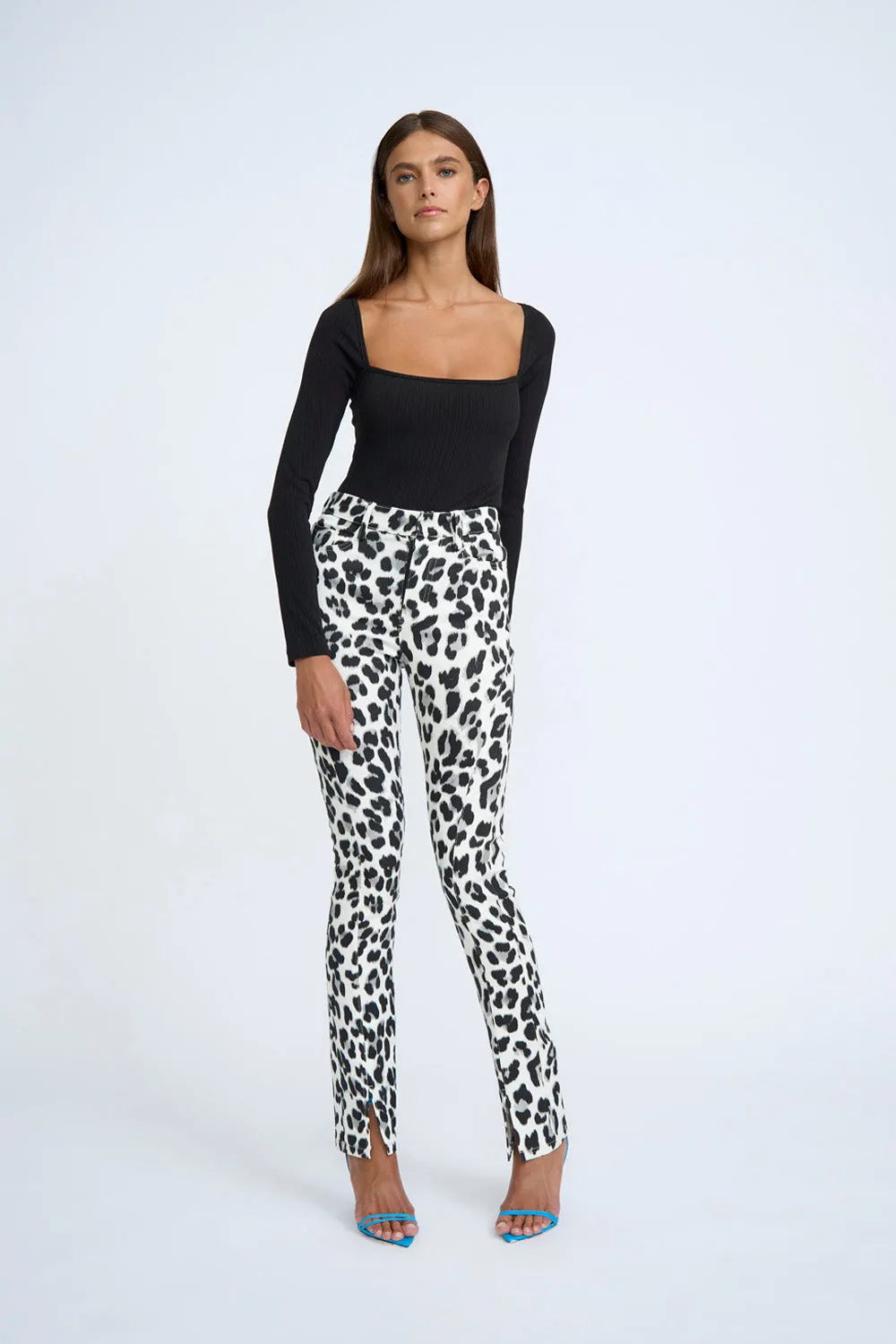 Lana Leopard Split Jean | Final Sale - Leopard