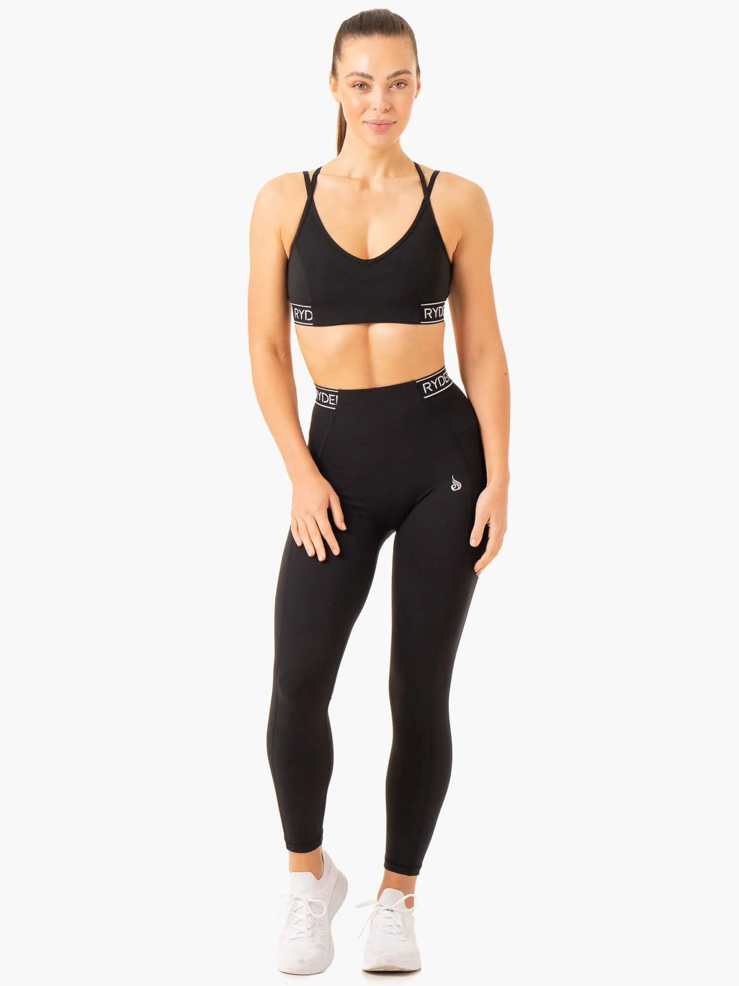 Level Up V-Neck Sports Bra - Black