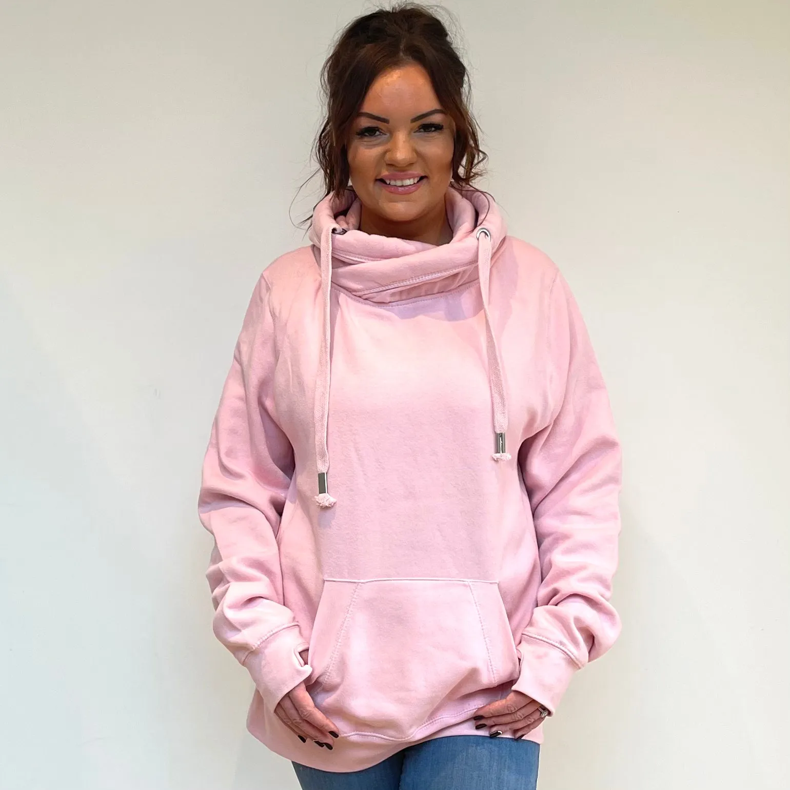 Luxury Cowl Neck Hoodie - Pink