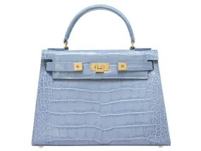 Maya Large Orinoco 'Croc' Print Calf Leather Handbag - Bluebell