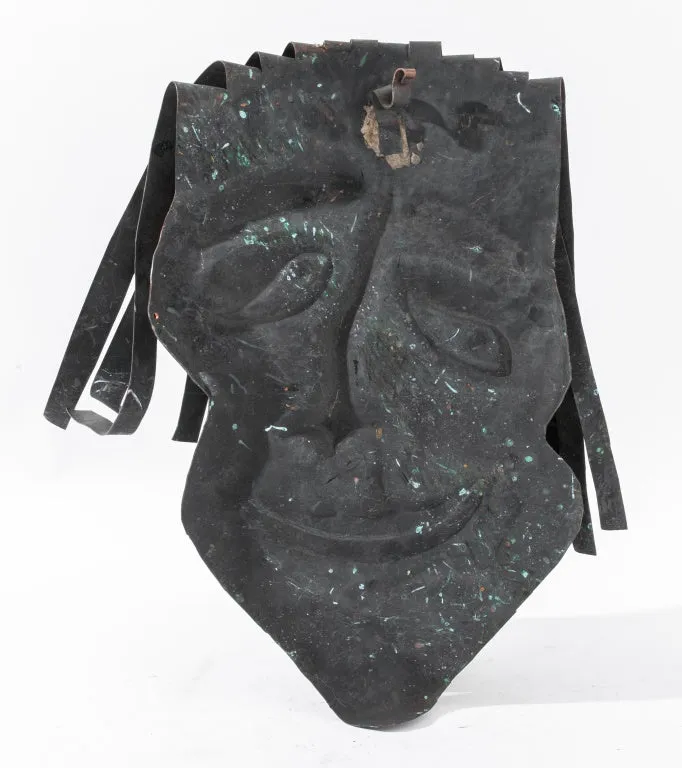 Mid-Century Copper Repousse Mask of Comedy