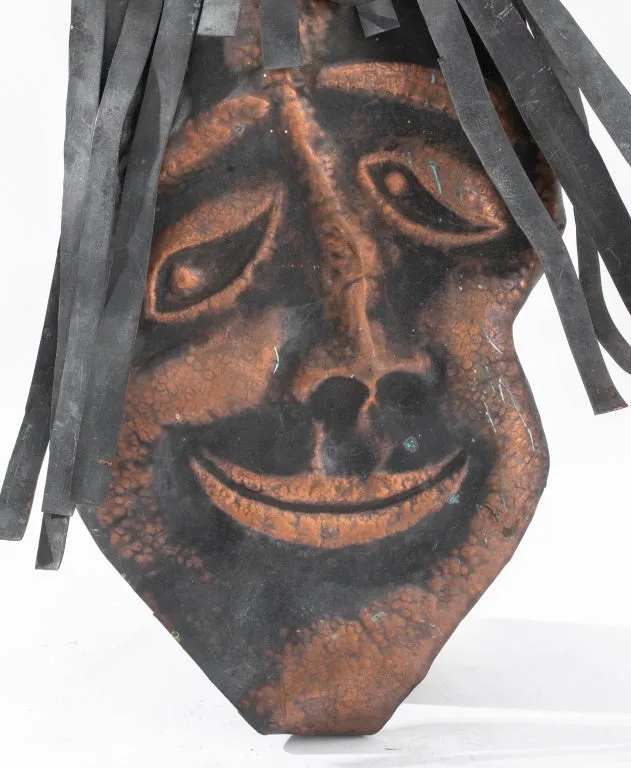 Mid-Century Copper Repousse Mask of Comedy