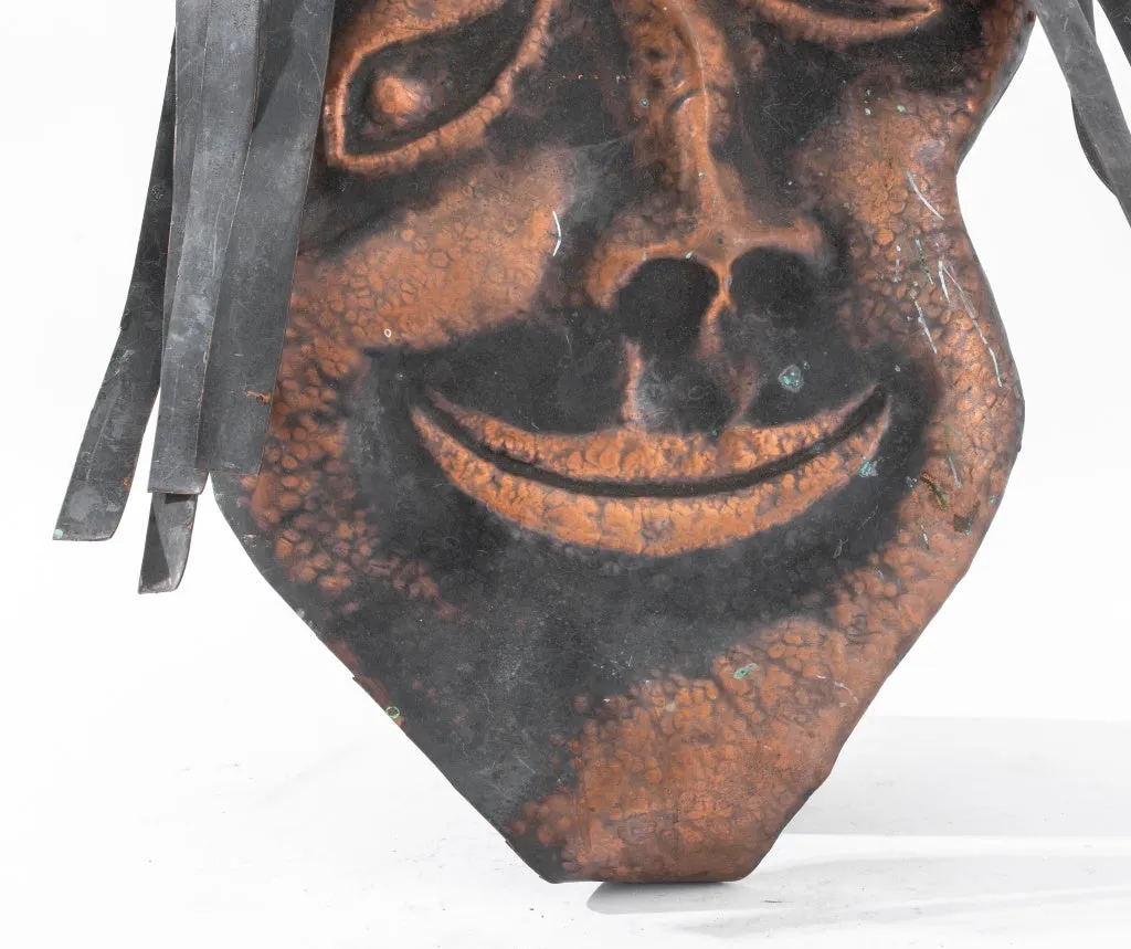 Mid-Century Copper Repousse Mask of Comedy