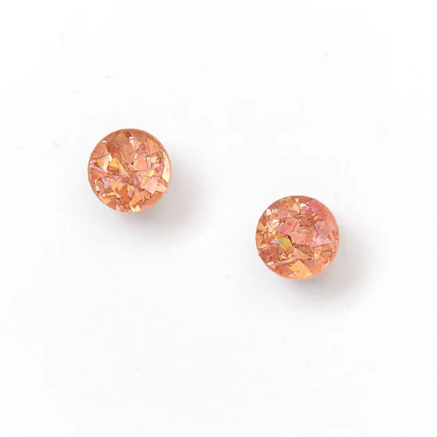 Mini Circle Stud Earrings - Pink