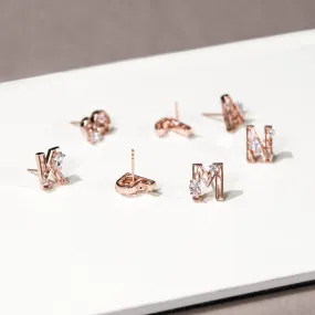 Mini New Alphabet Stud Earrings [Pink gold]