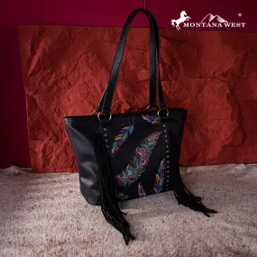 Montana West Embroidered Feather Concealed Carry Tote