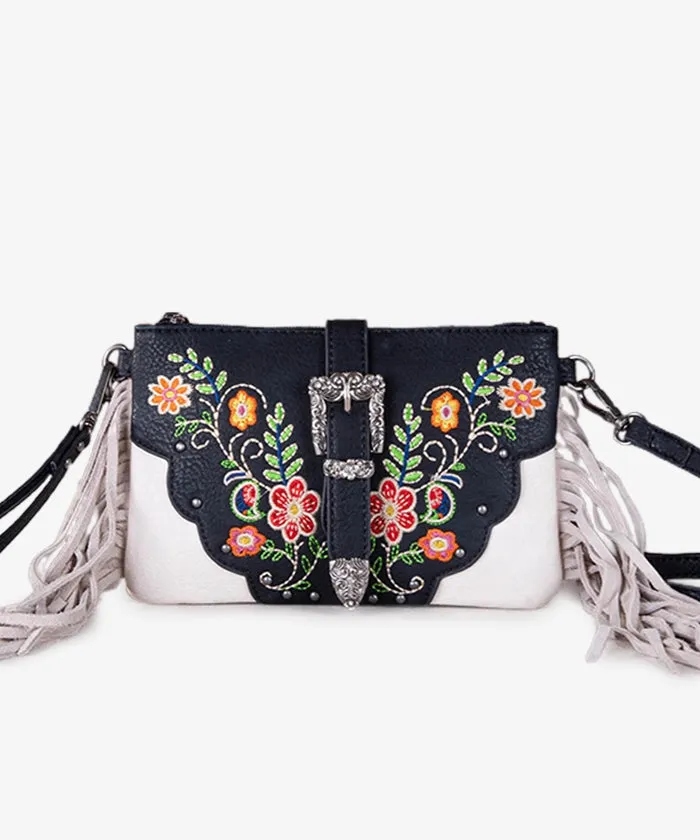 Montana West Floral Embroidered Crossbody Wristlet