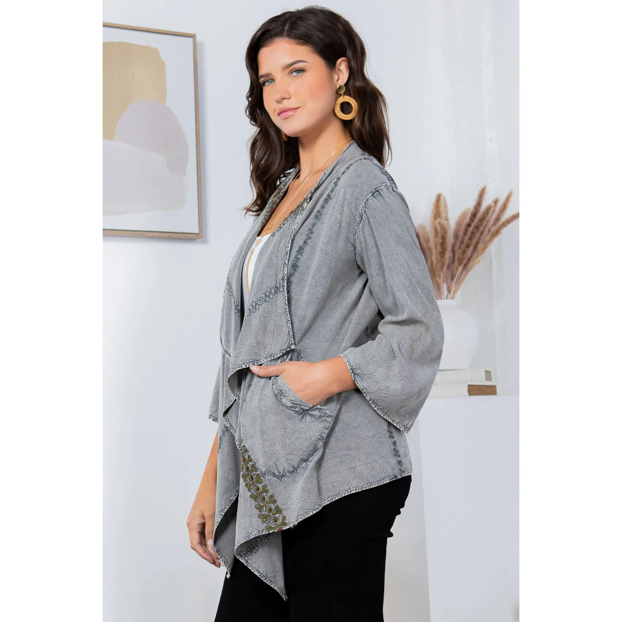 Naomi Stonewashed Rayon Cardigan