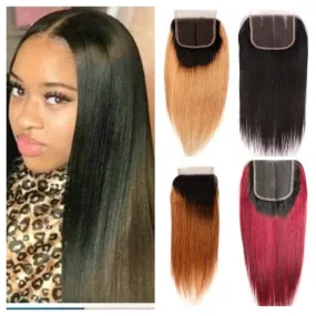 Natural and Blonde Straight Lace Closure Human Hair