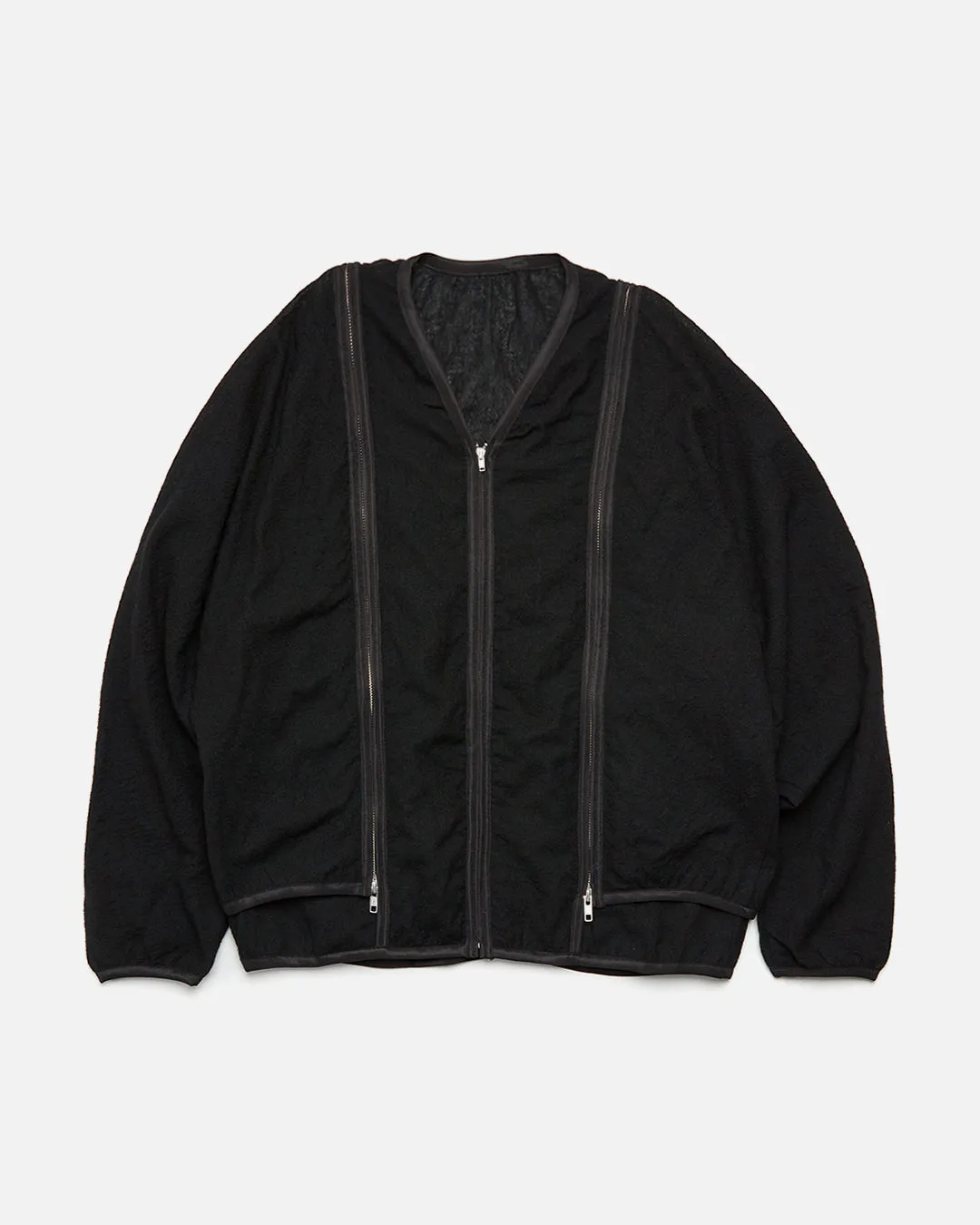 Noren Zip Cardigan Wool Gauze - Black