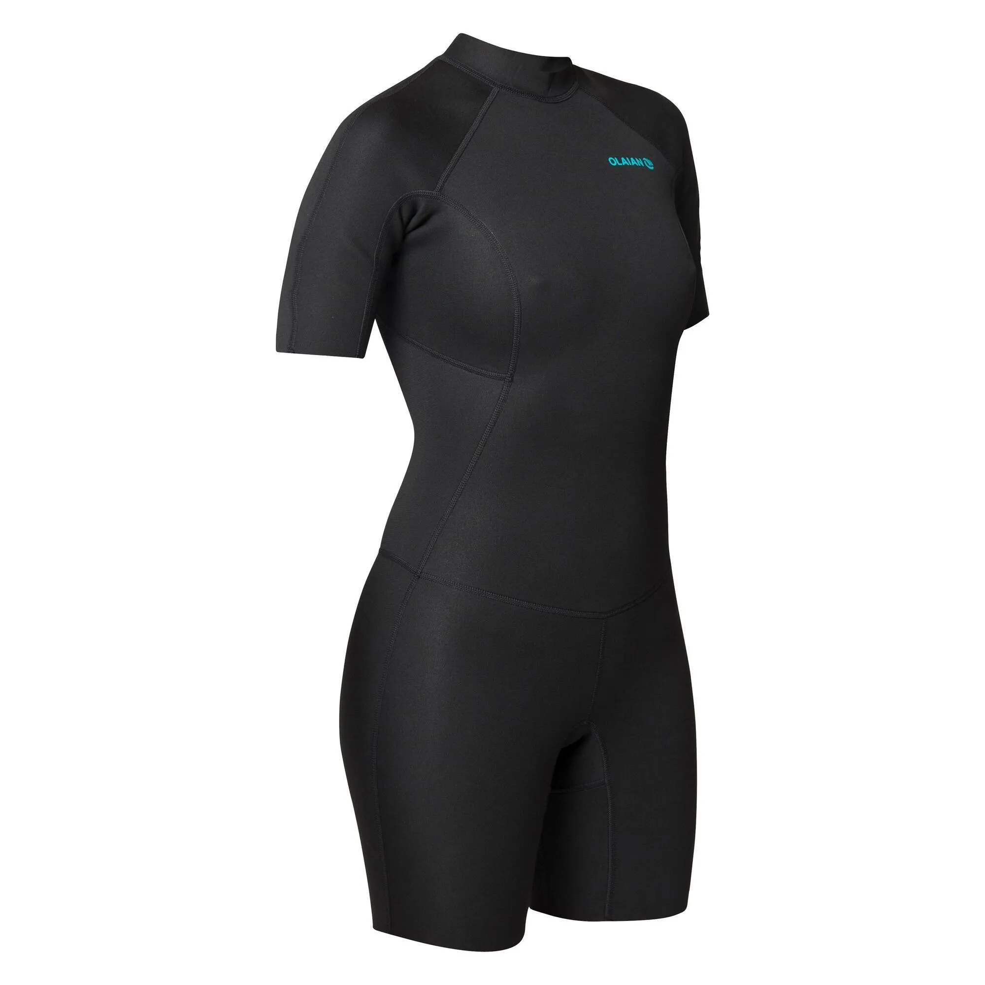 Olaian Women's Surfing Shorty Wetsuit 100 Neoprene 15 mm Black