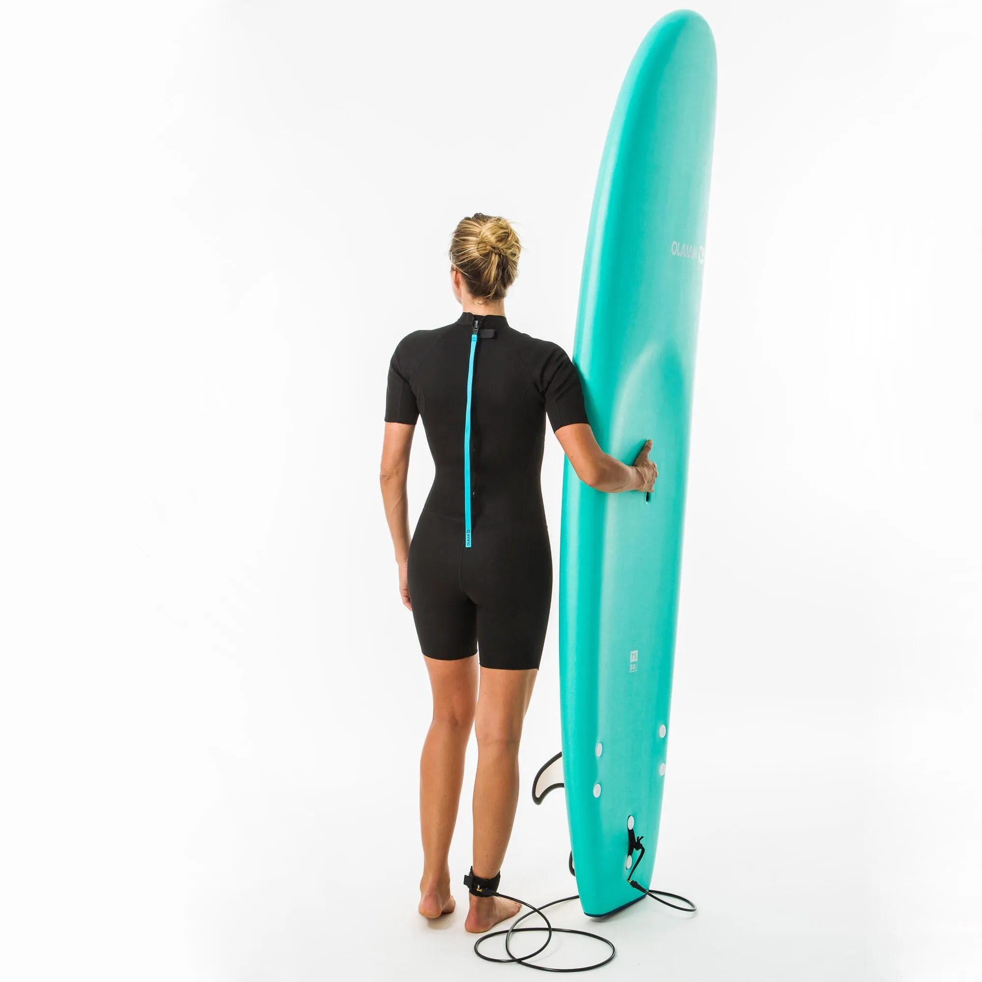 Olaian Women's Surfing Shorty Wetsuit 100 Neoprene 15 mm Black