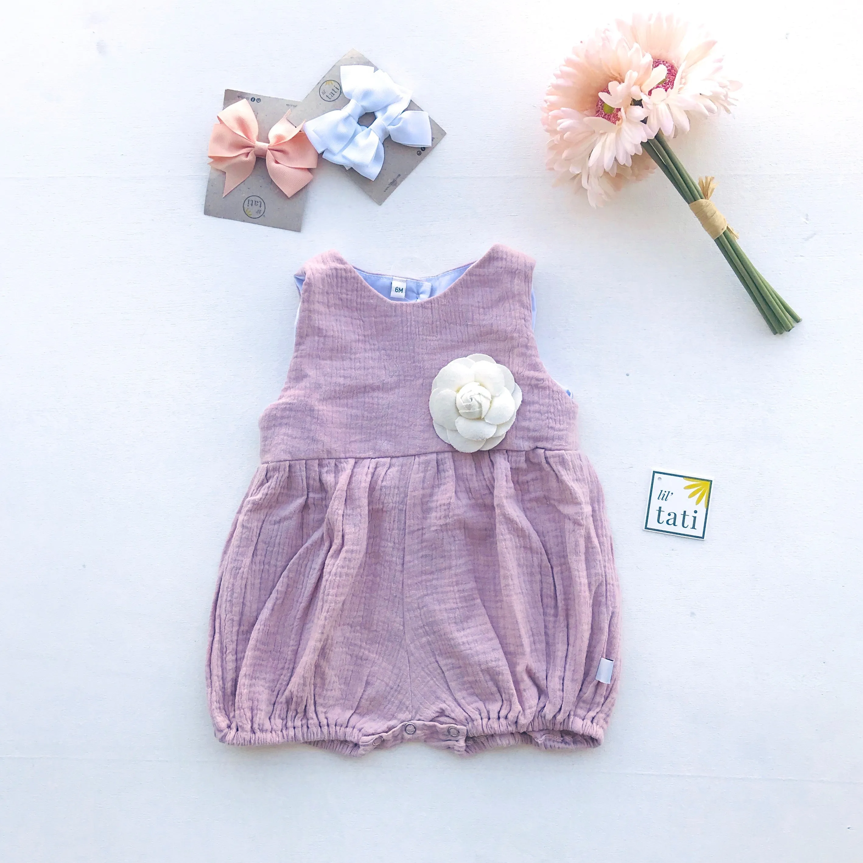 Orchid Playsuit in Crepe - Light Old Rose