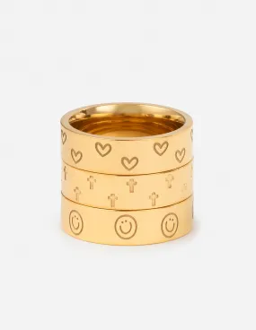 Peace Engraved Ring Set