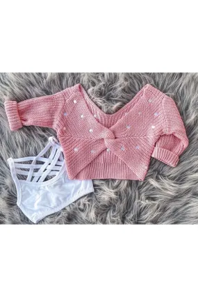 Pink polka dot sweater