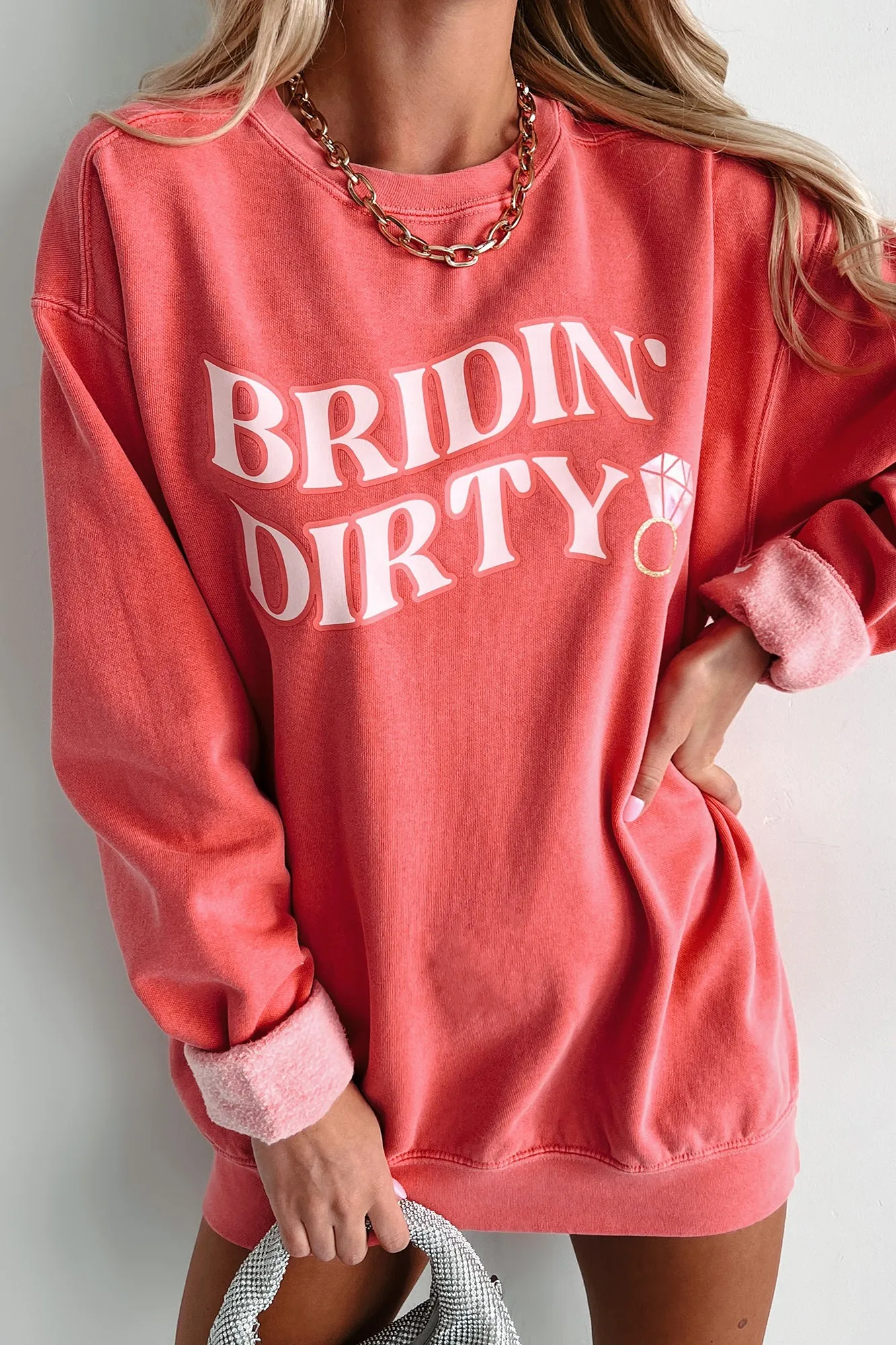 "Bridin' Dirty" Graphic Crewneck (Watermelon) - Print On Demand