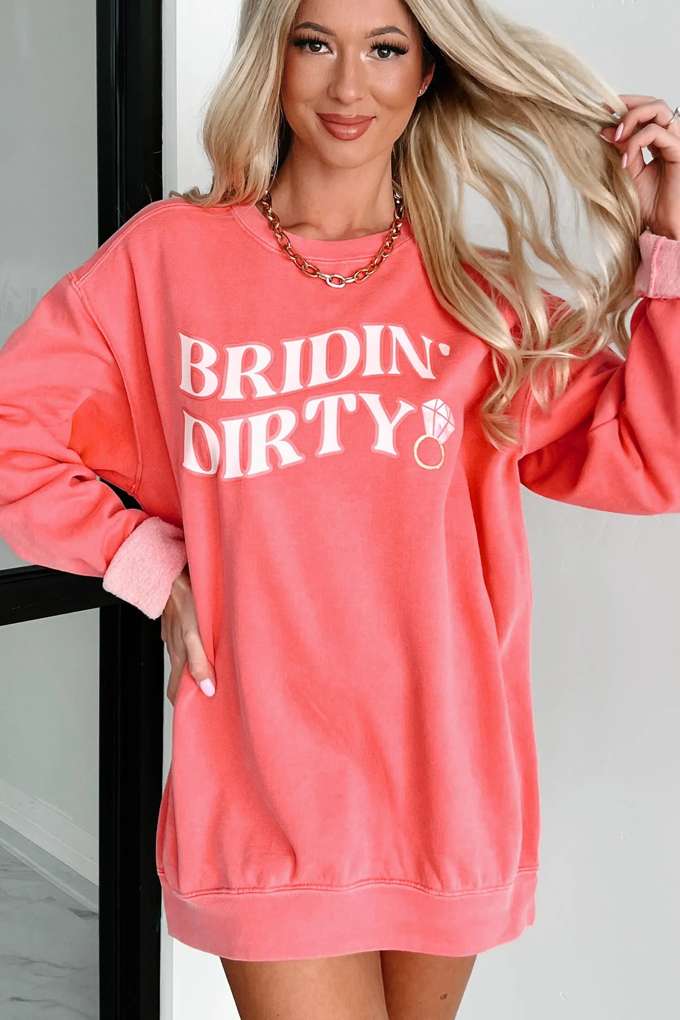 "Bridin' Dirty" Graphic Crewneck (Watermelon) - Print On Demand