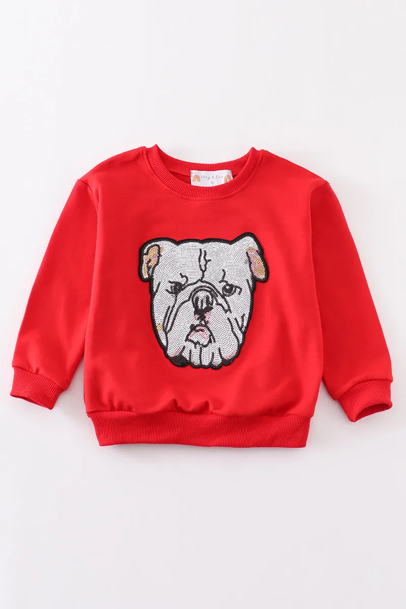 Red Georgia Bulldog Sequin Sweatshirt Mom & Me