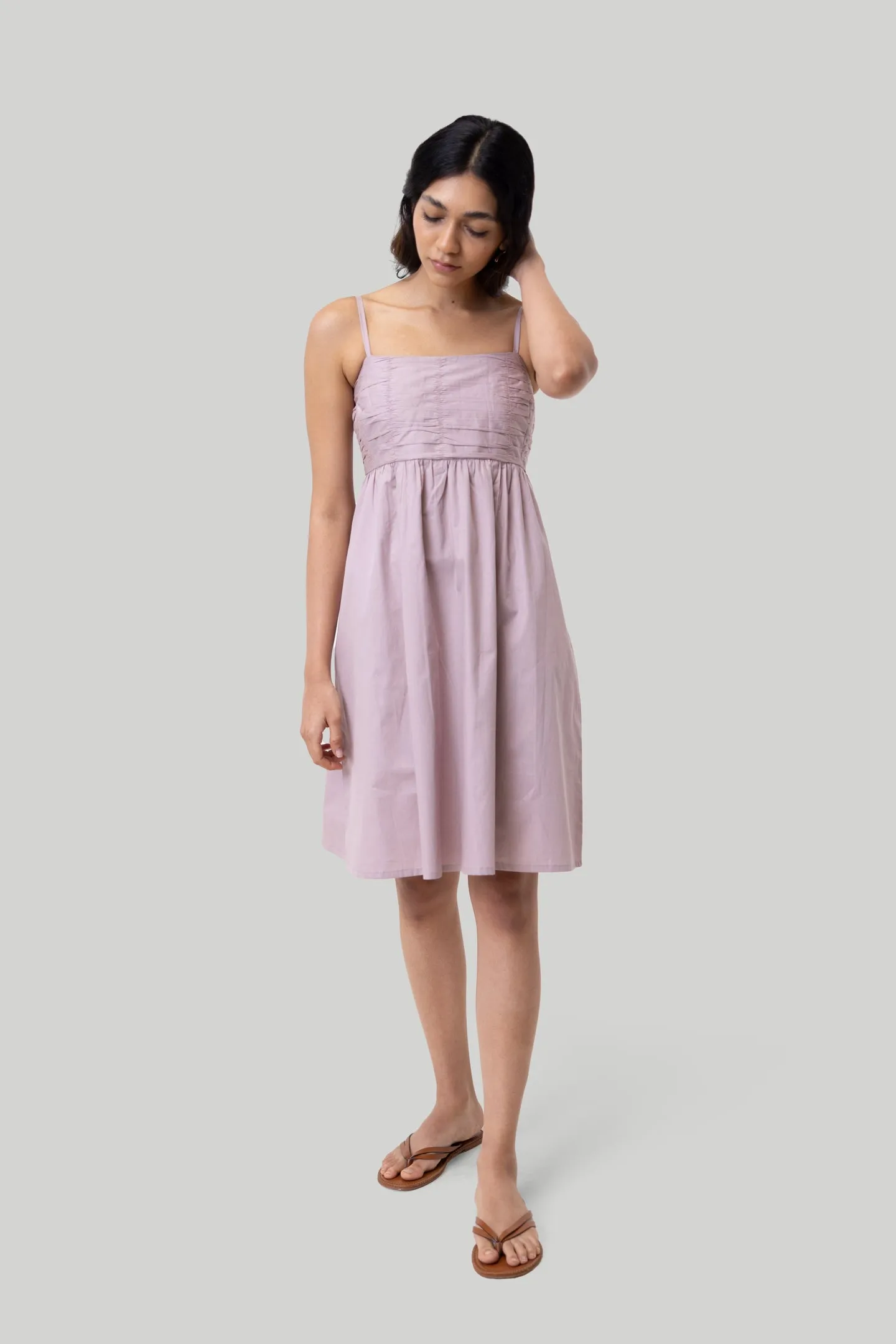 Reistor Ruched Strappy Dress in Pink