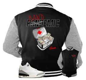 Retro 3 White Cement Reimagined Jacket - Bandemic - Black