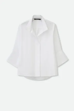 SANDRINE WIDE-CUFF SHIRT IN ITALIAN COTTON STRETCH