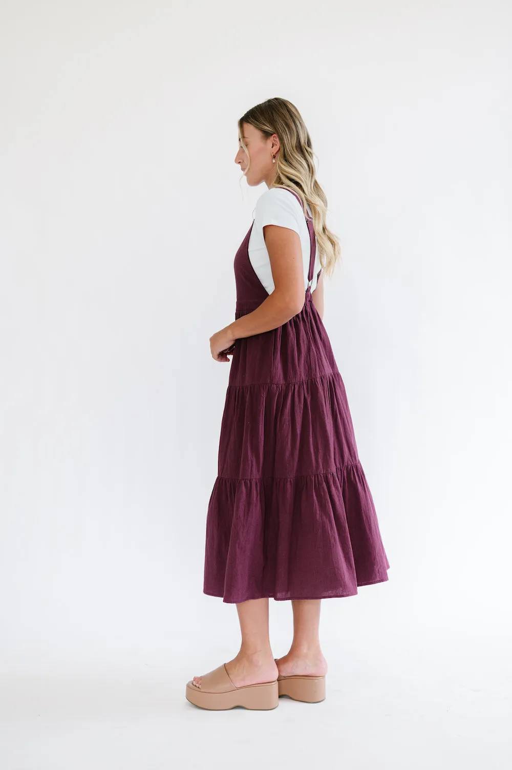 Shay Overall Dress in Plum