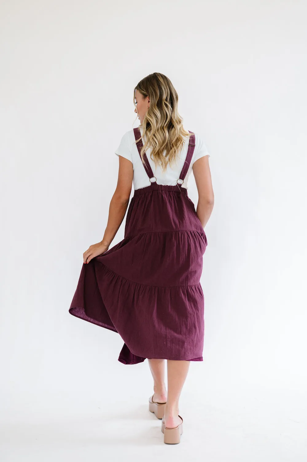 Shay Overall Dress in Plum