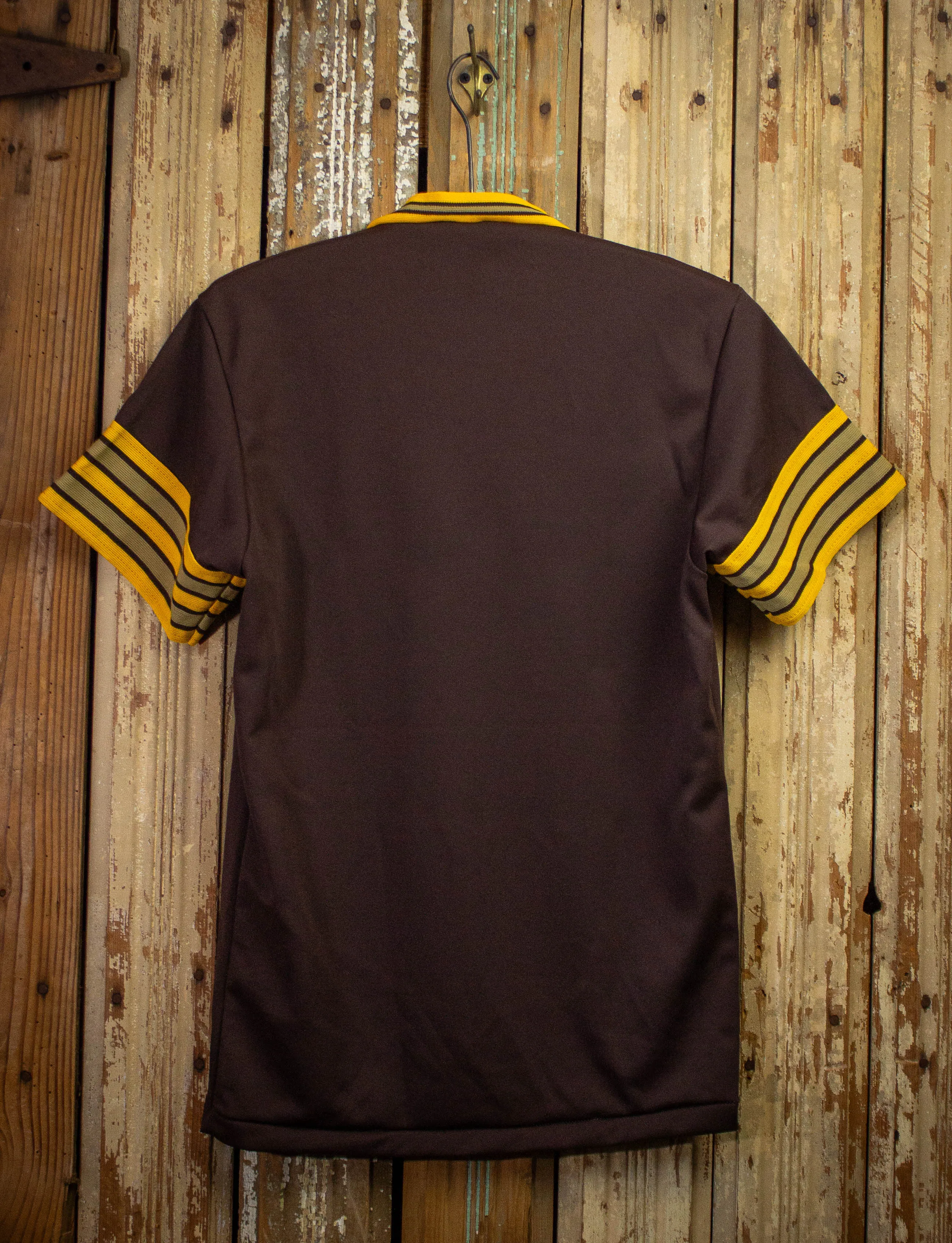 Stop Fucking The Planet Jersey Graphic T Shirt Brown and Yellow Small