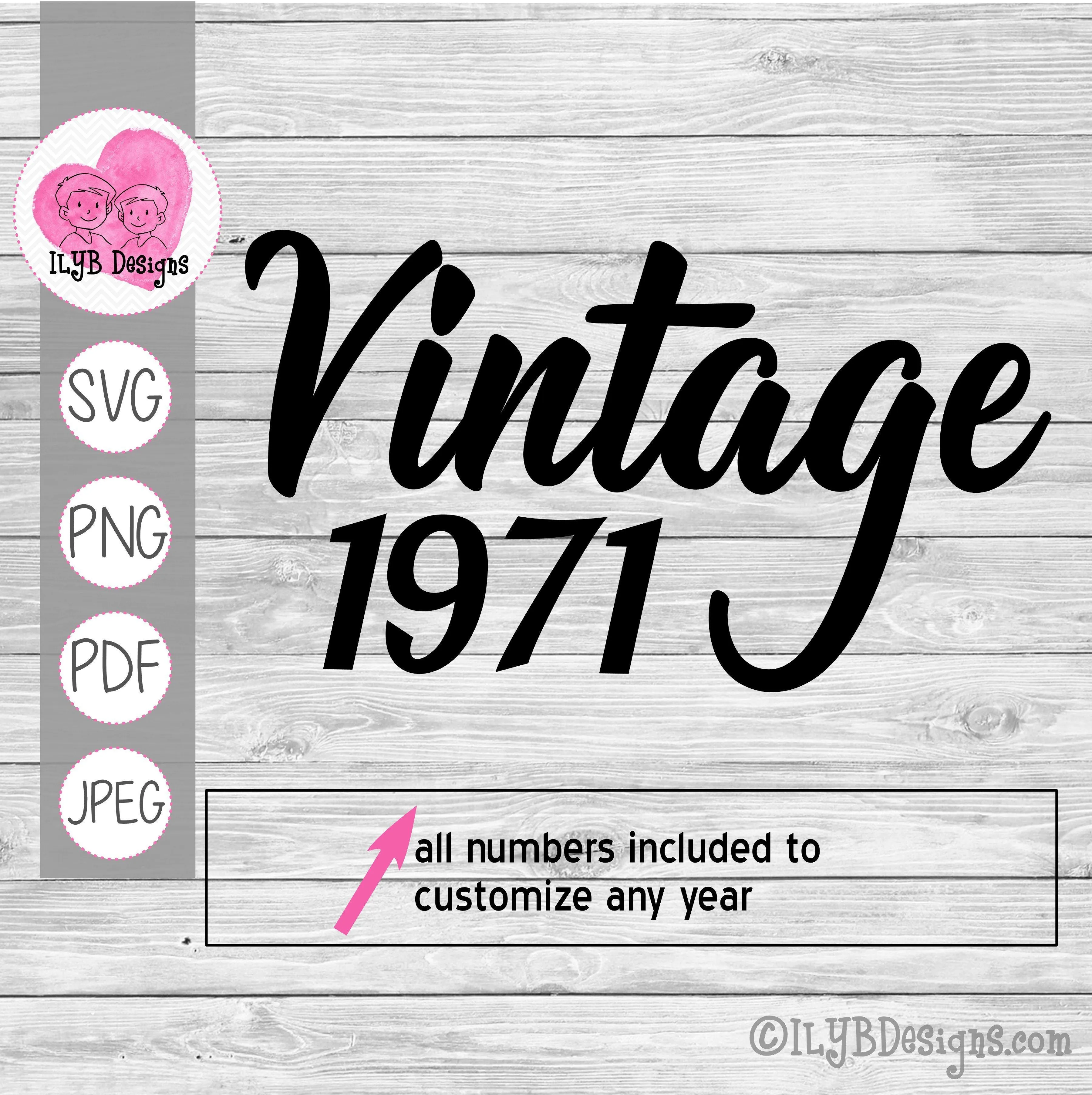 Vintage Birth Year SVG in Script, Vintage Birthday Cut File