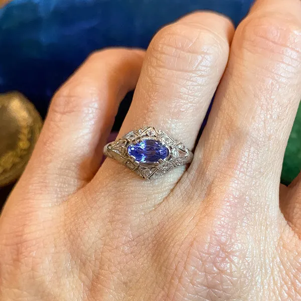 Vintage Filigree Sapphire Ring, 1.20ct.