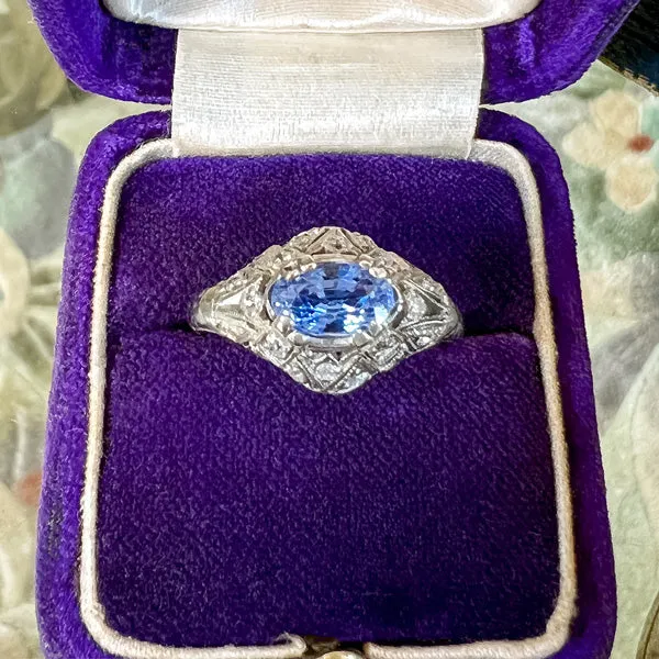 Vintage Filigree Sapphire Ring, 1.20ct.