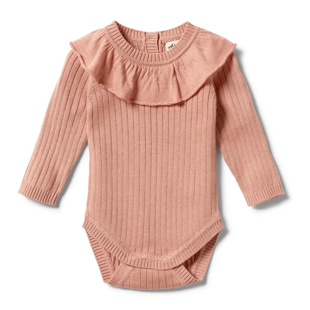 Wilson & Frenchy | Knitted Rib Ruffle Baby Bodysuit - Dusk