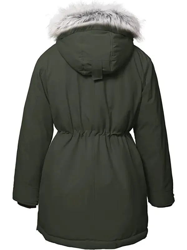 Women's Plus Size Winter Parka Coat Mid Length Warm Puffer Jacket Overcoat Recycled Materials